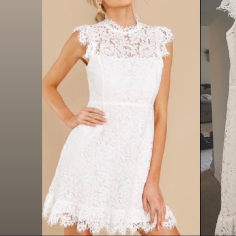 Size small red dress boutique lace white dress.